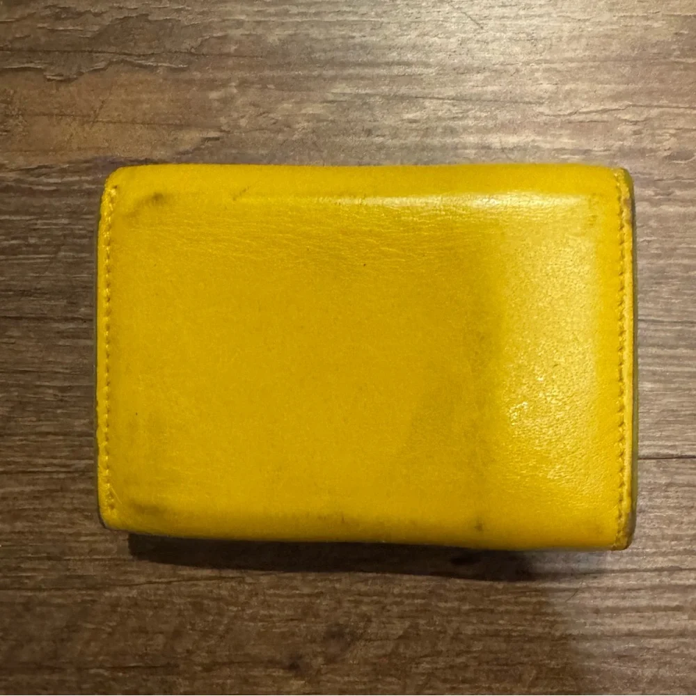 Balenciaga‎ Yellow Leather Envelope Card Holder Wallet